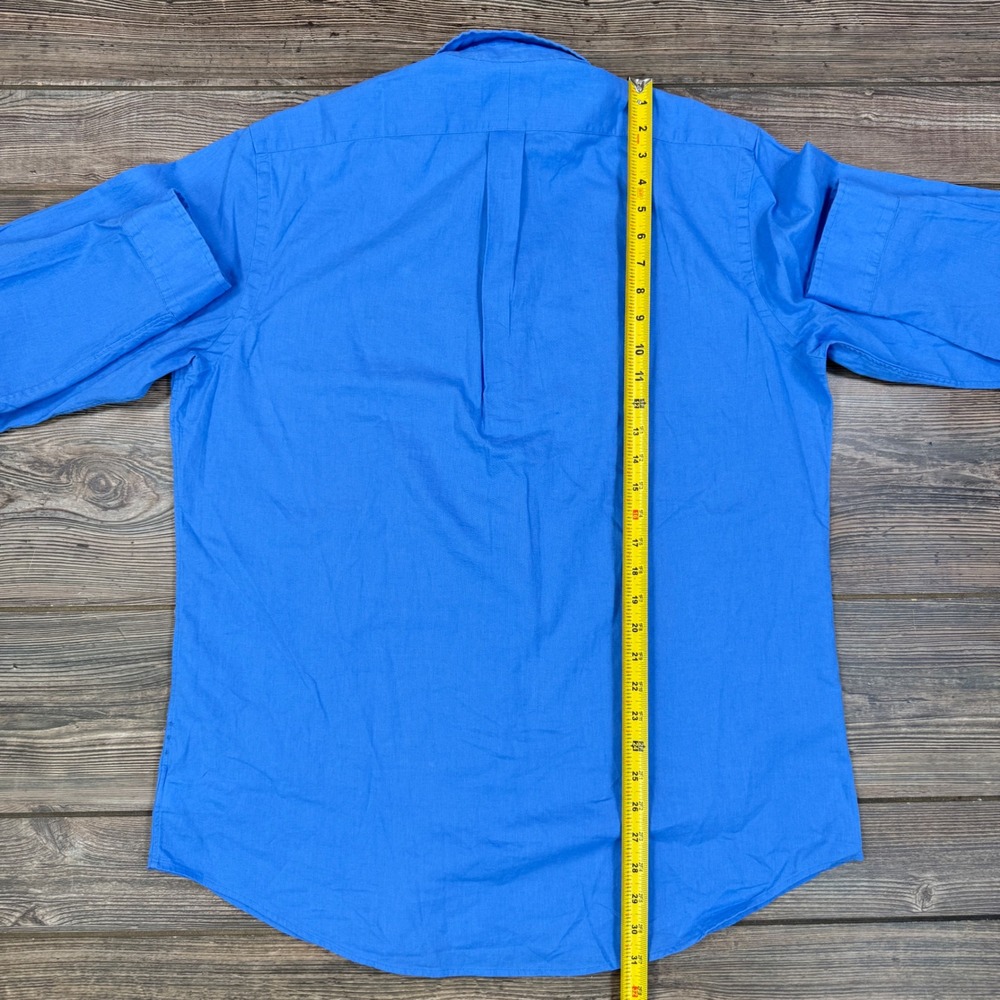 Polo Ralph Lauren Mens Large Button Down Shirt Blue Linen Blend Classic Fit NEW - Picture 5 of 7